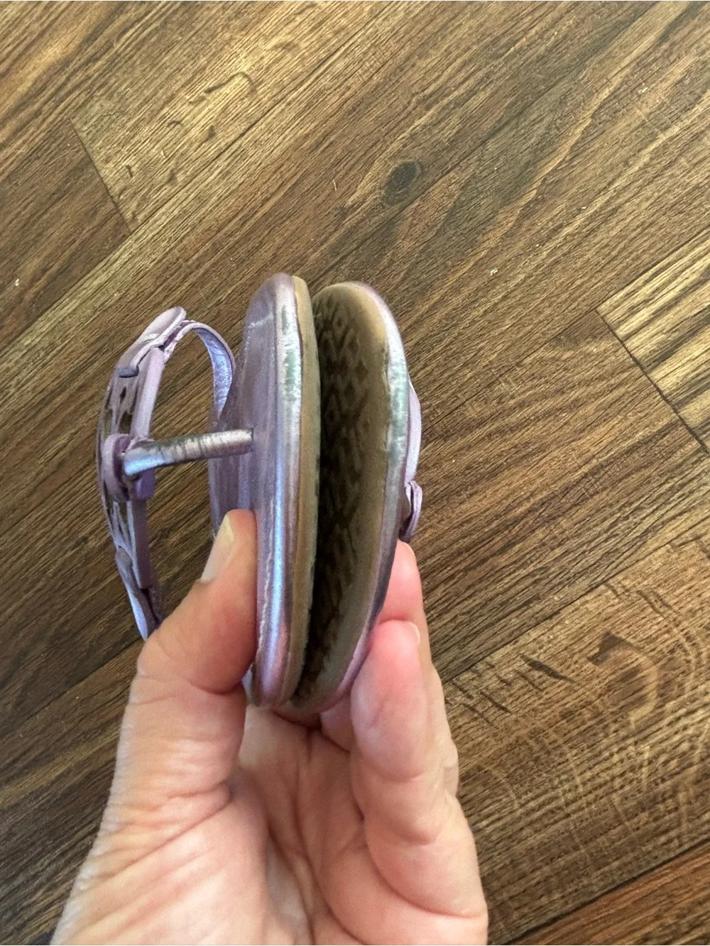 Tory Burch Miller Mirror Metallic Sandals Pink Purple Size 9